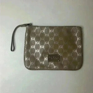 3/$30 Bebe Alexis Logo Wristlet Taupe‎ Metallic Brand New NWT